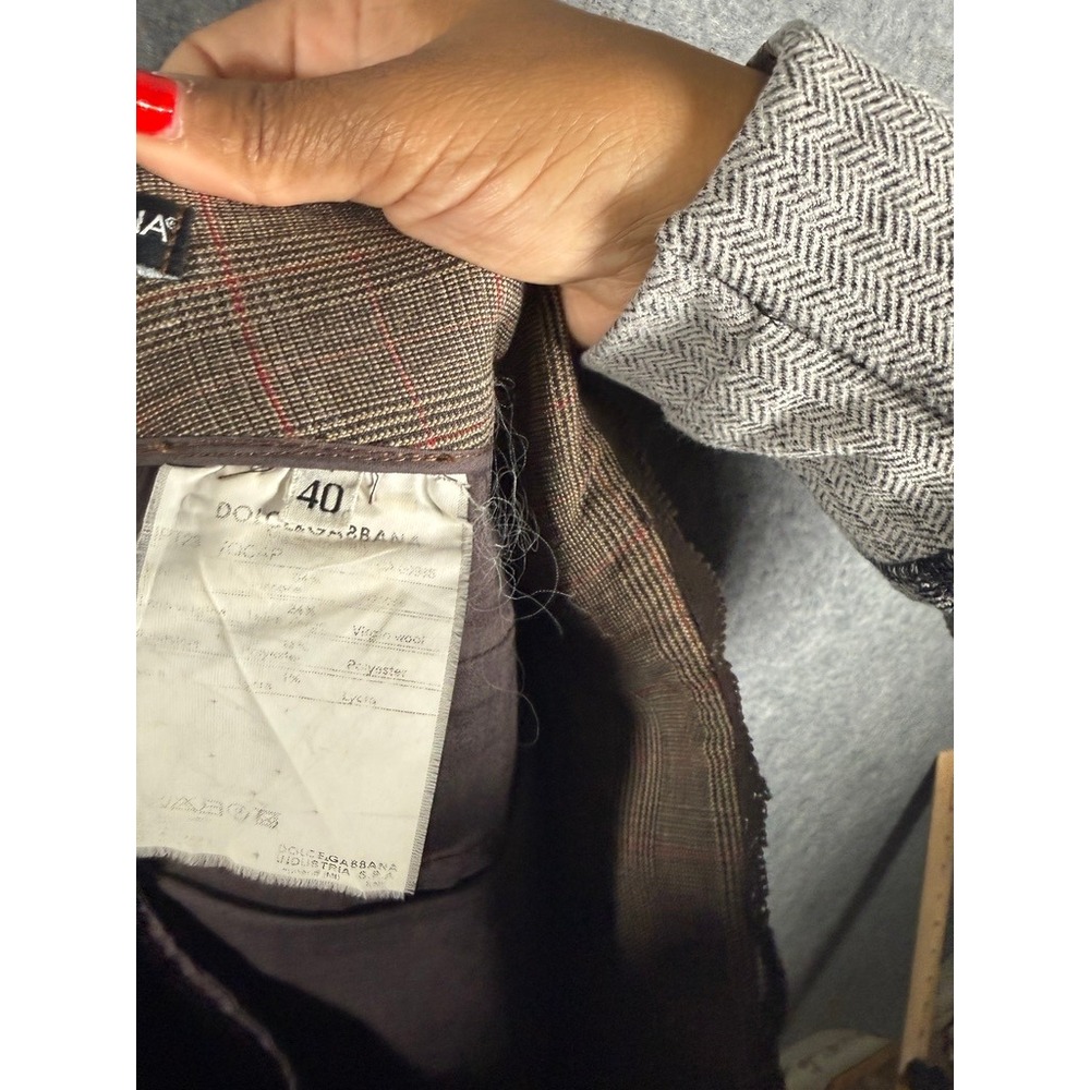 Dolce & Gabbana Brown Plaid Lace Trim Flare Leg Wool Trousers IT‎ 40 women US 4 - Picture 8 of 9